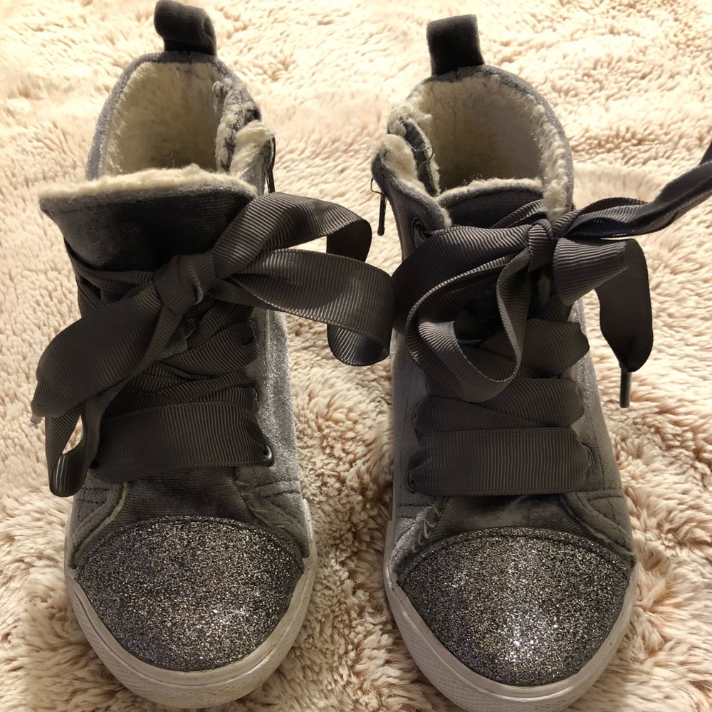 Cat & Jack Glitter/Velvet High Top Sneakers